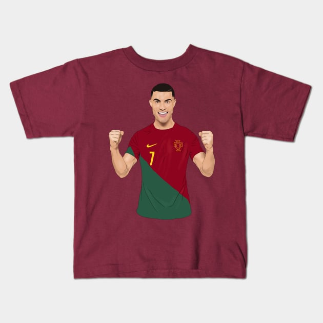 Cristiano Ronaldo Portugal World Cup 2022 Kids T-Shirt by Hevding